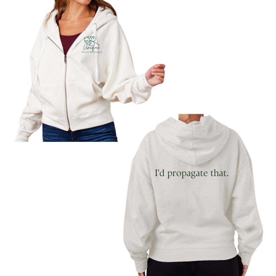 Unique Plant Boutique I'd Propagate That Enza Ladies Boxy Full Zip Hood