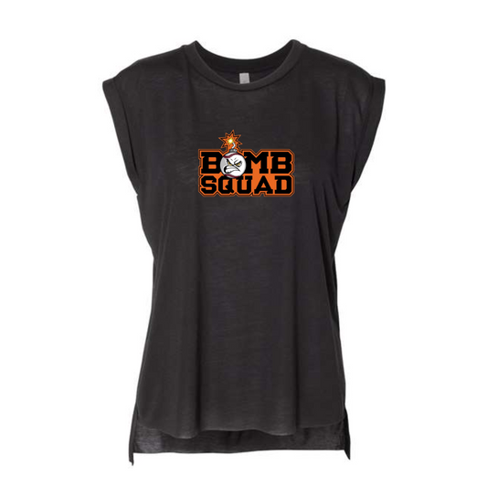 Bomb Squad Women’s Flowy Rolled Cuffs Muscle Tee