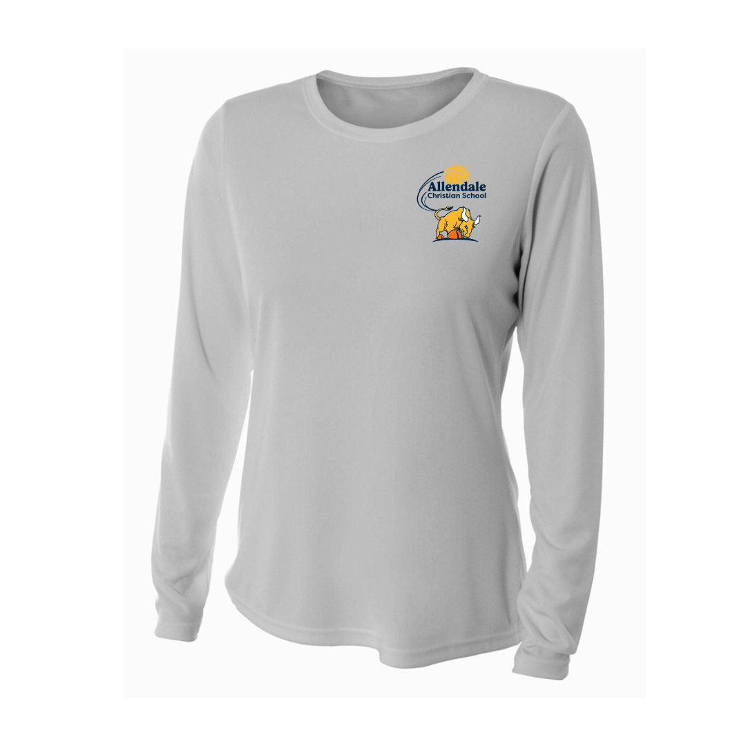 ACS Volleyball Bull Women's Cooling Long Sleeve Tee (Pocket Print)